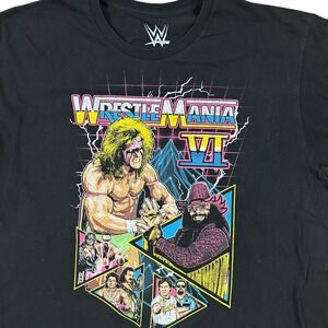 WWE Retro Black‎ Wrestle mania VI 6 Shirt Ultimate Warrior Rowdy Randy Savage XL